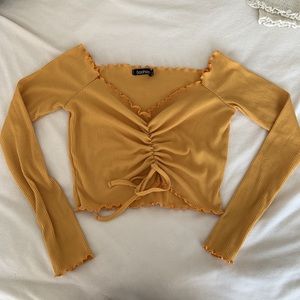 Boohoo Orange/Yellow Crop Top